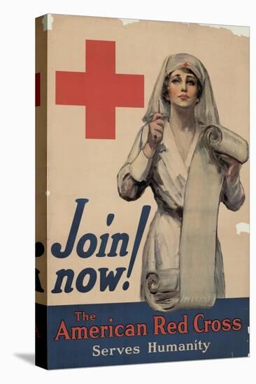Center Warshaw Collection, Join now! The American Red Cross Serves Humanity-null-Stretched Canvas