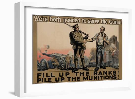 Center Warshaw Collection, Parliamentary Recruiting Committee Poster. FILL RANKS! PILE MUNITIONS.-null-Framed Art Print