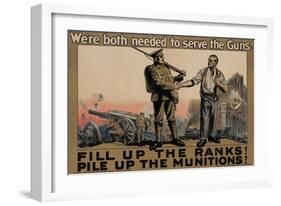 Center Warshaw Collection, Parliamentary Recruiting Committee Poster. FILL RANKS! PILE MUNITIONS.-null-Framed Art Print