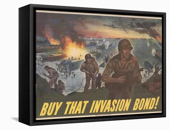 Center Warshaw Collection Treasury Poster. BUY THAT INVASION BOND!-null-Framed Stretched Canvas