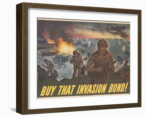 Center Warshaw Collection Treasury Poster. BUY THAT INVASION BOND!-null-Framed Art Print