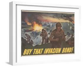 Center Warshaw Collection Treasury Poster. BUY THAT INVASION BOND!-null-Framed Art Print