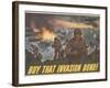 Center Warshaw Collection Treasury Poster. BUY THAT INVASION BOND!-null-Framed Art Print