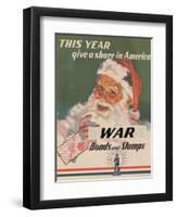 Center Warshaw Collection, U.S. Treasury Poster. Give a Share in America. WAR Bonds and Stamps-null-Framed Art Print