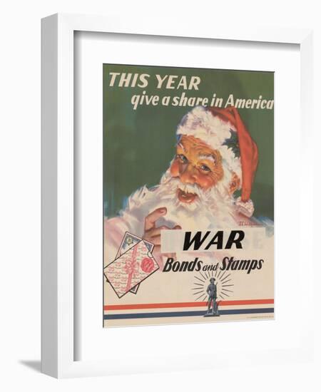 Center Warshaw Collection, U.S. Treasury Poster. Give a Share in America. WAR Bonds and Stamps-null-Framed Art Print