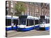 Centraal Station and Trams, Amsterdam, Netherlands, Europe-Amanda Hall-Stretched Canvas