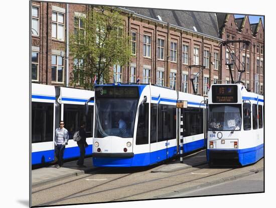 Centraal Station and Trams, Amsterdam, Netherlands, Europe-Amanda Hall-Mounted Photographic Print