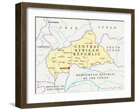 Central African Republic Political Map-Peter Hermes Furian-Framed Art Print