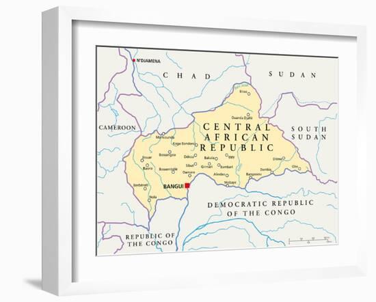 Central African Republic Political Map-Peter Hermes Furian-Framed Art Print