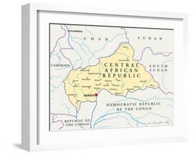 Central African Republic Political Map-Peter Hermes Furian-Framed Art Print