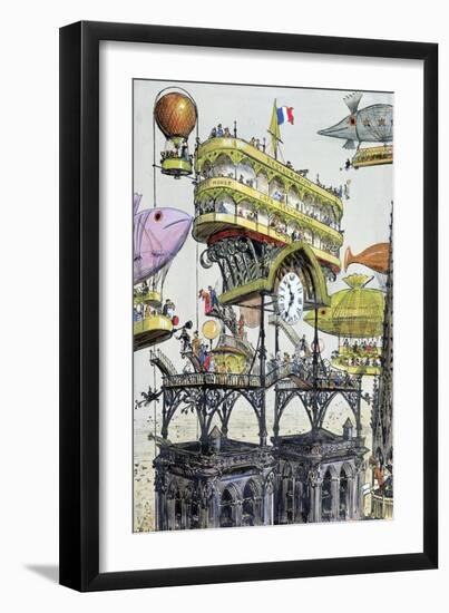 Central Aircraft Station at Notre-Dame-Albert Robida-Framed Premium Giclee Print