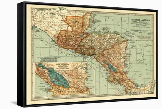 Central America - Panoramic Map-Lantern Press-Framed Stretched Canvas