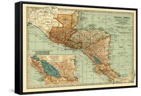 Central America - Panoramic Map-Lantern Press-Framed Stretched Canvas