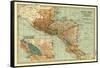 Central America - Panoramic Map-Lantern Press-Framed Stretched Canvas