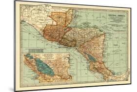 Central America - Panoramic Map-Lantern Press-Mounted Art Print