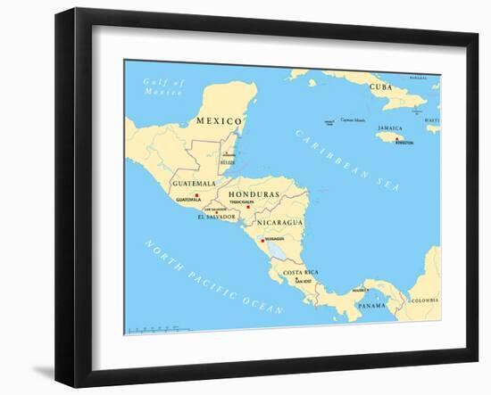 Central America Political Map-Peter Hermes Furian-Framed Art Print