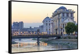 Central Balkan Peninsula, the Macedonia, Skopje, Bridges of the River Vadar-Emily Wilson-Framed Stretched Canvas