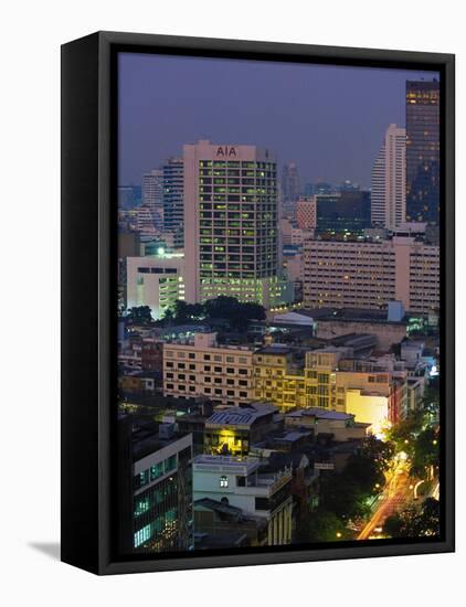 Central Bangkok, Dusk, Thailand-Walter Bibikow-Framed Stretched Canvas