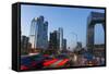 Central Business District and Cctv Building at Dusk, Beijing, China-Peter Adams-Framed Stretched Canvas