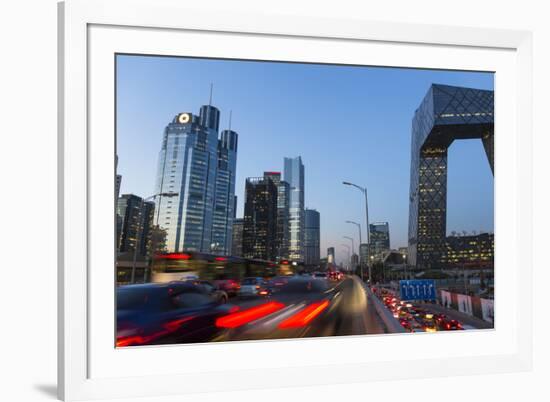 Central Business District and Cctv Building at Dusk, Beijing, China-Peter Adams-Framed Photographic Print