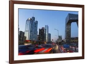 Central Business District and Cctv Building at Dusk, Beijing, China-Peter Adams-Framed Photographic Print