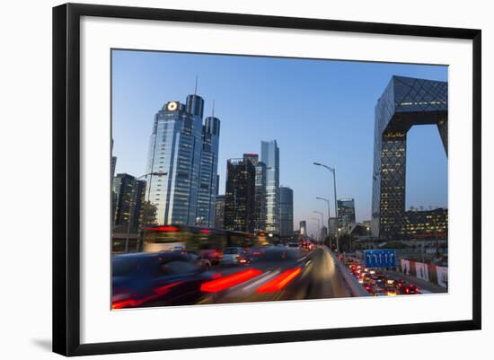 Central Business District and Cctv Building at Dusk, Beijing, China-Peter Adams-Framed Photographic Print