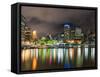 Central Business District City Skyline at Night Taken from Southbank of Brisbane, Australia-Matthew Williams-Ellis-Framed Stretched Canvas