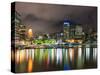 Central Business District City Skyline at Night Taken from Southbank of Brisbane, Australia-Matthew Williams-Ellis-Stretched Canvas