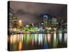 Central Business District City Skyline at Night Taken from Southbank of Brisbane, Australia-Matthew Williams-Ellis-Stretched Canvas