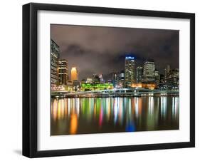 Central Business District City Skyline at Night Taken from Southbank of Brisbane, Australia-Matthew Williams-Ellis-Framed Photographic Print