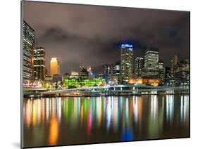Central Business District City Skyline at Night Taken from Southbank of Brisbane, Australia-Matthew Williams-Ellis-Mounted Photographic Print