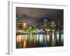 Central Business District City Skyline at Night Taken from Southbank of Brisbane, Australia-Matthew Williams-Ellis-Framed Photographic Print