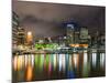 Central Business District City Skyline at Night Taken from Southbank of Brisbane, Australia-Matthew Williams-Ellis-Mounted Photographic Print