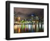 Central Business District City Skyline at Night Taken from Southbank of Brisbane, Australia-Matthew Williams-Ellis-Framed Photographic Print