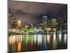 Central Business District City Skyline at Night Taken from Southbank of Brisbane, Australia-Matthew Williams-Ellis-Mounted Photographic Print