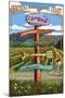 Central California Coast - Vineyard Signpost-Lantern Press-Mounted Art Print