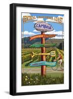 Central California Coast - Vineyard Signpost-Lantern Press-Framed Art Print