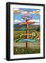 Central California Coast - Vineyard Signpost-Lantern Press-Framed Art Print