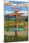 Central California Coast - Vineyard Signpost-Lantern Press-Mounted Art Print