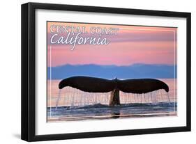 Central Coast California - Humpback Fluke and Sunset-Lantern Press-Framed Art Print