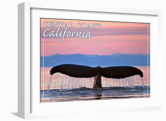 Central Coast California - Humpback Fluke and Sunset-Lantern Press-Framed Art Print