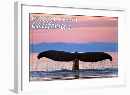 Central Coast California - Humpback Fluke and Sunset-Lantern Press-Framed Art Print