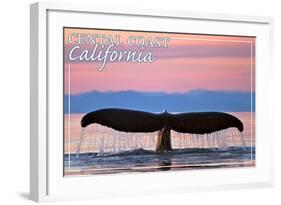 Central Coast California - Humpback Fluke and Sunset-Lantern Press-Framed Art Print