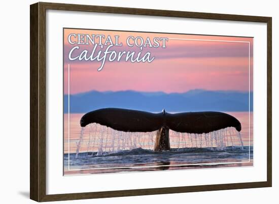 Central Coast California - Humpback Fluke and Sunset-Lantern Press-Framed Art Print
