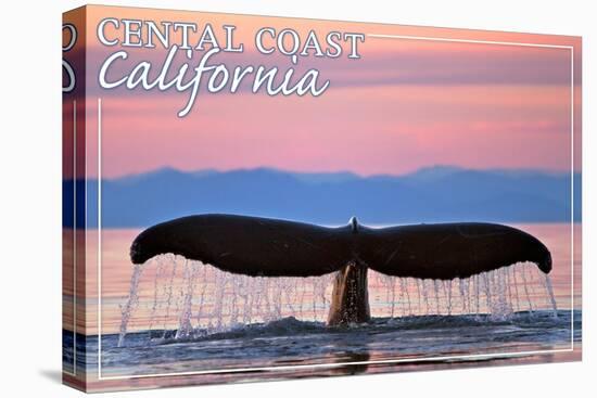 Central Coast California - Humpback Fluke and Sunset-Lantern Press-Stretched Canvas