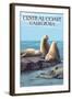 Central Coast, California - Sea Lions-Lantern Press-Framed Art Print