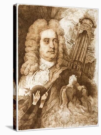 Central European Engraving of the Composer, George Frideric Handel-null-Stretched Canvas