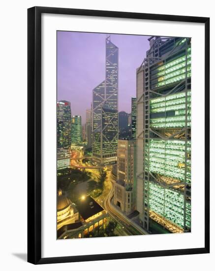 Central from Princes Building, Legco Bank of China, Hk Bank, Hong Kong, China, Asia-Tim Hall-Framed Photographic Print