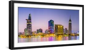 Central Ho Chi Minh City (Saigon) skyline and Saigon River at dusk, Vietnam-Jason Langley-Framed Photographic Print