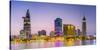 Central Ho Chi Minh City (Saigon) skyline and Saigon River at dusk, Vietnam-Jason Langley-Stretched Canvas